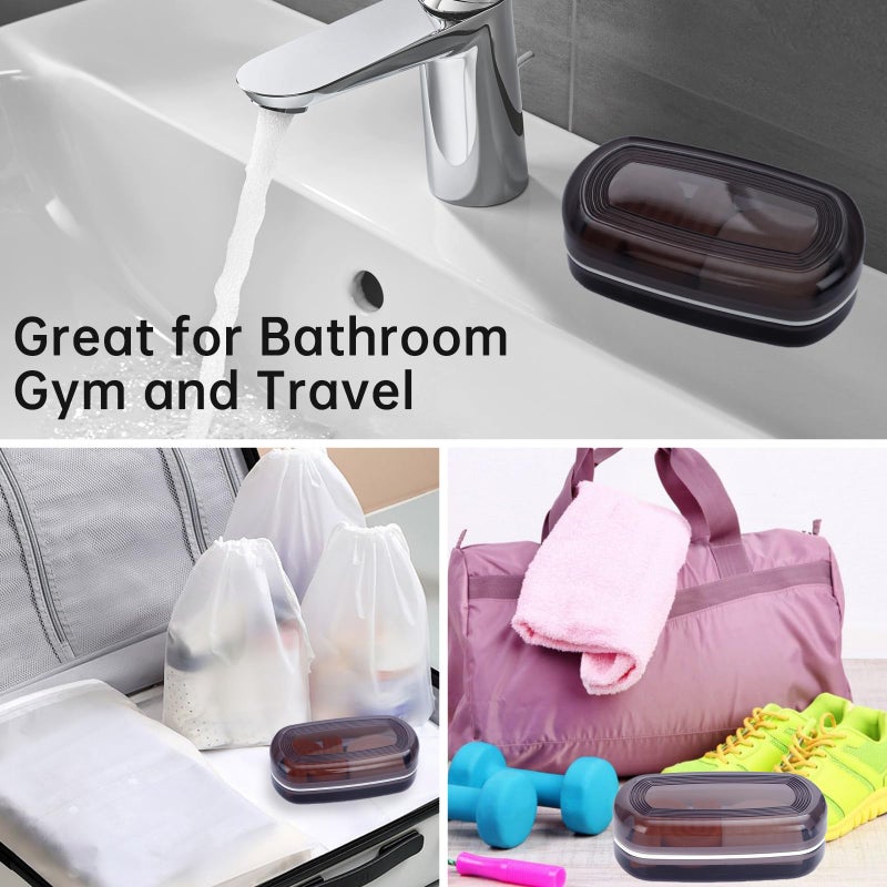 OENUASG Travel Case for Kitsch Shampoo bar  Shampoo Bar Holder  Travel Soap Container  Large Soap Box  Soap Dish with Draining Layer  Case for Bathroom (Black  1 Pack) - Image 4